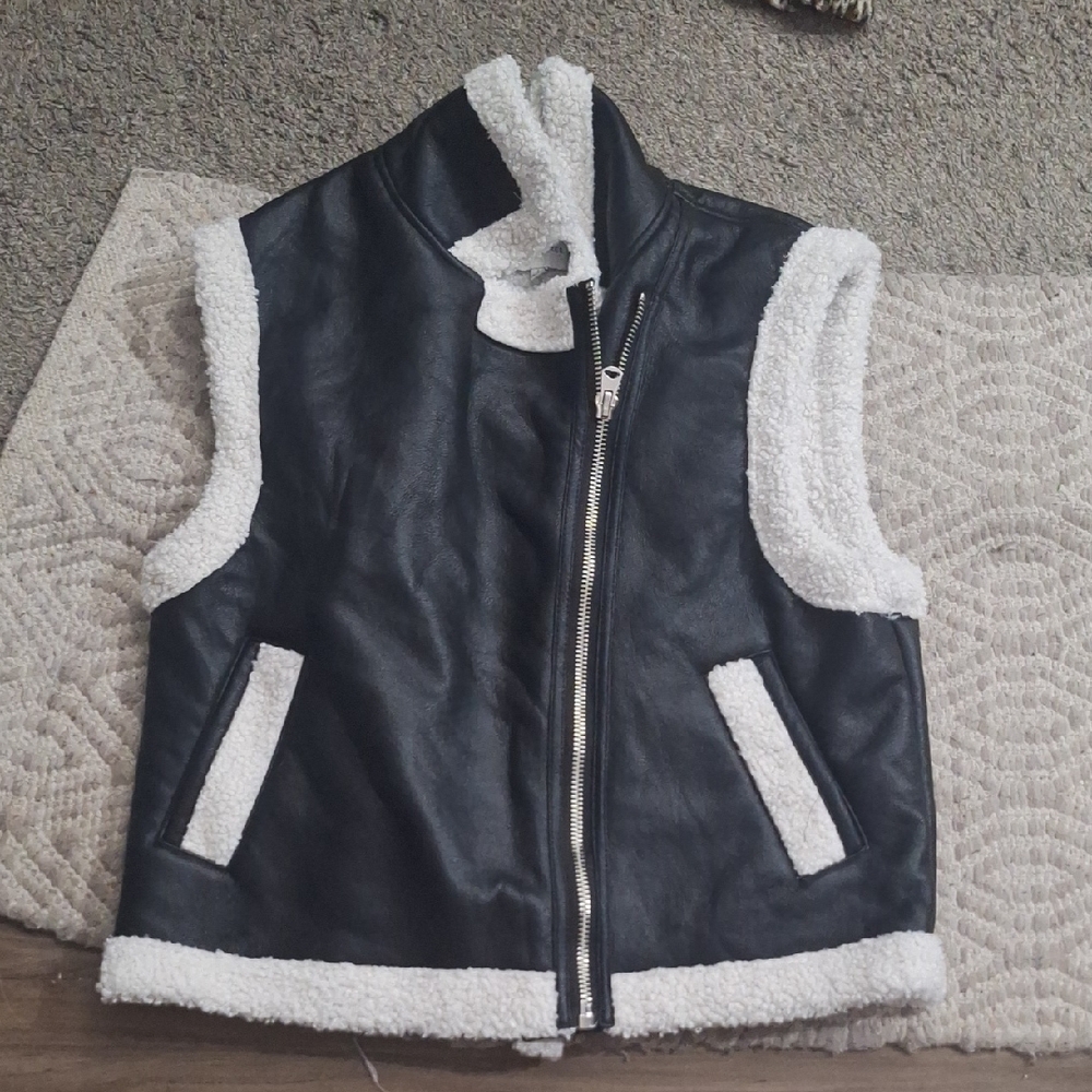 Black and White Sherpa-Lined Vest